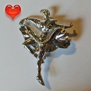 3 For 20 Vintage Silver Tone Ice Dancer Brooch Pin
